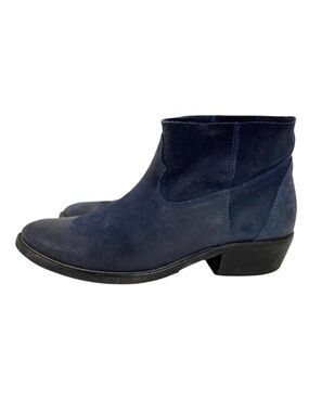Barney’s New York Blue Suede Distressed Slip On Booties Size 7 Euro 37.5 Boots